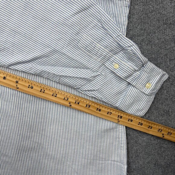 Chaps Long Sleeve Oxford Blue White Stripe Shirt Preppy Office Mens XL NEW - Picture 9 of 9